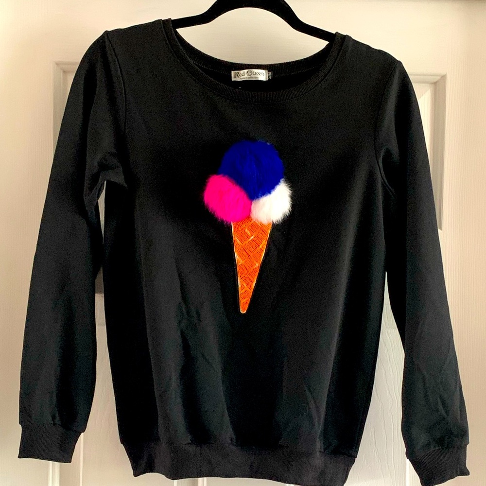 Ice Cream Cone Pom Pom Design Sweatshirt